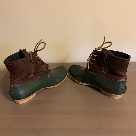 Sperry Top Sider Green and Brown Leather and Rubber Boots - Women’s Size 9 - Picture 6 of 7